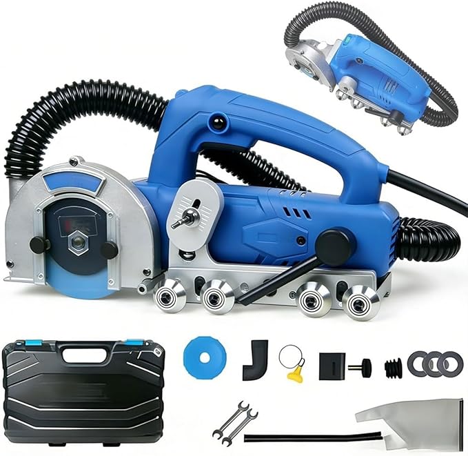 Electric Tile Grout Remover 1200W 9000RPM Professional Grout Removal Tool 220V DIY Tile Grouts Removers For Cleaning Grouts Between Tiles Floor DIY Regrouting Tool(Machine+1.7mm seam cleaning sheet)