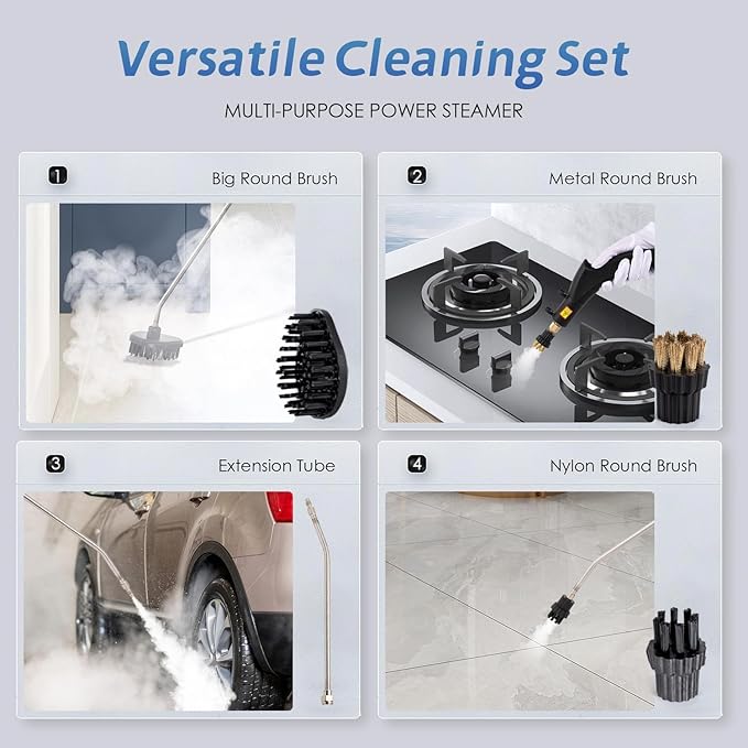 Handheld Steam Cleaner Steam Cleaners Mop Portable Powerful Canister SteamerSteamer for Cleaning for Kitchen Bathroom Car Grout and TileWhite