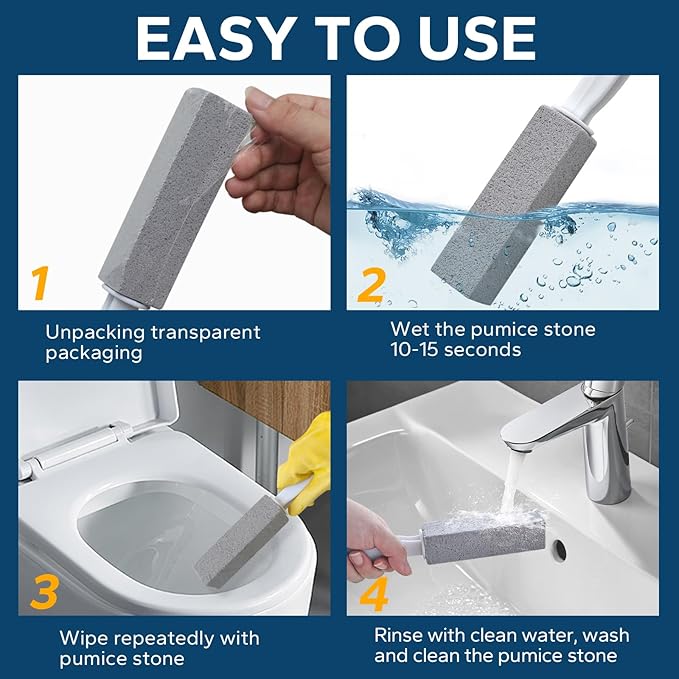 Pumice Stone Toilet Bowl Cleaner 12 Pack Pumice Stone for Cleaning Toilet with Handle Bathtubs Sinks Grills Swimming Pools