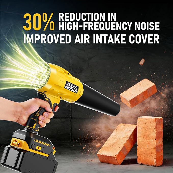 Electric Cordless Leaf Blower for DeWALT 20V Battery 580000 RPM Brushless Turbo Jet Blower with 3 Nozzles Handheld Blower for Patio Garden Yard Leaves Dust Garage &amp Snow Cleaning (Not Batt