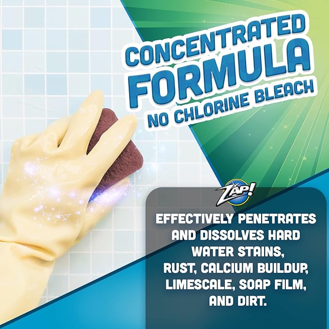 ZAP! Professional Tile &amp Grout Restorer | Cleans &amp Restores Porcelain Fiberglass Tile &amp Grout Surfaces | Rust &amp Hard Water Remover | Kitchens &amp Bathroom Porcelain Sinks Toilets