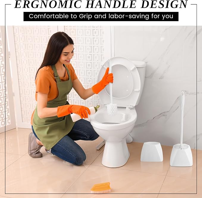 15 Sets Toilet Holder and Brush Set 16.14 Inch Toilet Bowl Cleaner Brush with Caddy Bathroom Scrub Plastic Scrubber with Long Handle for Bathroom Cleaning Easy to Assemble (White)