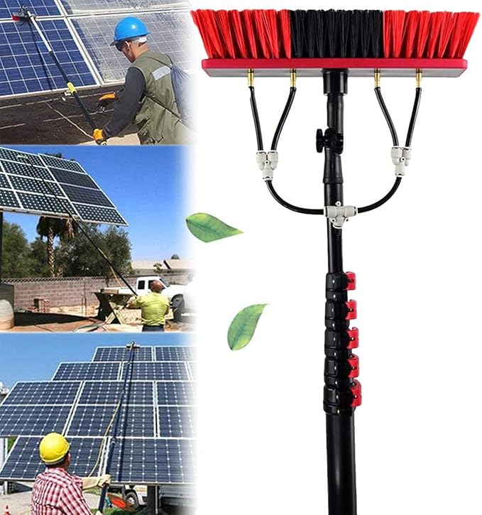 Window Cleaning Pole Window Cleaner Kit Water/Hose Fed Pole Window Cleaning Brush Equipment Water Fed Telescopic Brush for Window Cleaning Photovoltaic Panel Cleaning Trucks30FT/9M