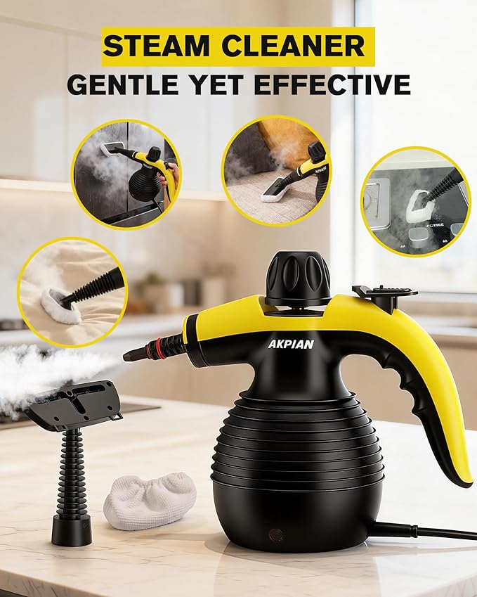 Handheld Steam Cleaner Steamer for Cleaning Multipurpose Portable Steam Cleaners for Home Use with Safety Lock and 10 Accessory Kit to Remove Grime Grease and More Save Time and Effort