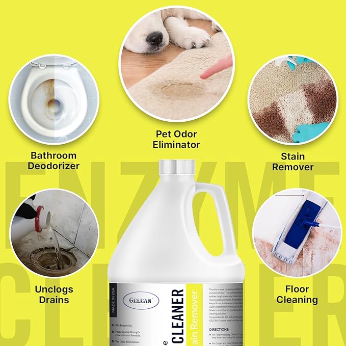 Multi-Purpose Probiotic Enzyme Cleaner (128 oz Citrus) - Pet Stain and Odor Remover - Concentrated - Professional &amp Home Strength Drains Floors Bathrooms Toilets Trash Can Made in USA