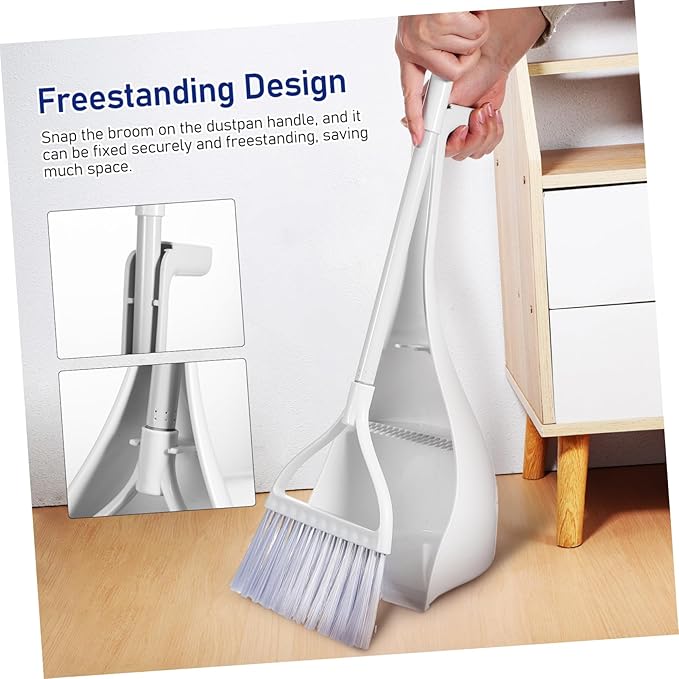 OUNONA 1 Set Mini Hand Broom and Dustpan Compact Freestanding Sweeper Brush for Rooms Kitchen and Car Cleaning Lightweight Integrated Design for and Use