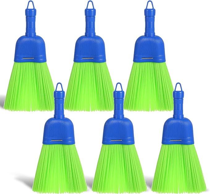 6 Pcs Soft Bristle Broom Poly Fiber Whisk Broom with Hang Hole Handheld Brush for Indoor Outdoor Cleaning Car Porch Floor Room &amp Deck Dust Dirt Remover Compact Easy Storage