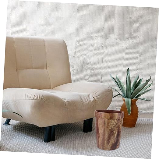 Elegant Swing Lid Trash Can Classic Wood Grain Bin for Kitchen Living Room Home Office