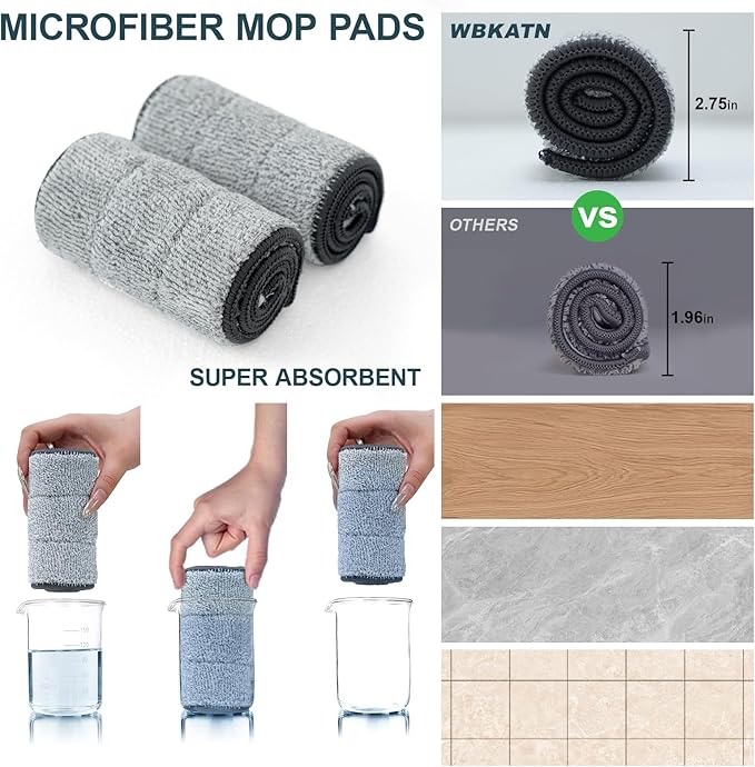 Large Mop and Bucket System with Wringer Set Hands-Free Flat Mops for Floor Cleaning Mopping Bucket System with 8 Washable Microfiber Pads for Wet and Dry Use Home Windows and Wall Cleaner Mop