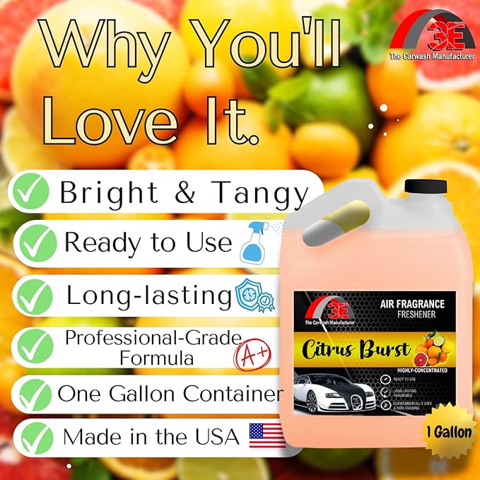 Car Air Freshener Concentrate 128 fl oz Professional Automotive Interior Fragrance Ready to Use Liquid Multiple Scents (Citrus)