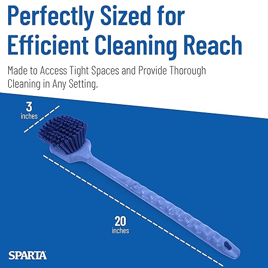 SPARTA 40501EC14 Plastic Large Scrub Brush Kitchen Brush Utility Brush With Long Handle For Cleaning 20 Inches Blue