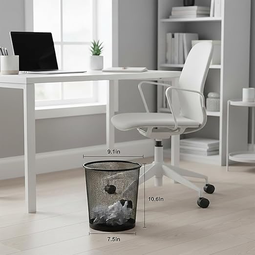 Creative Home 6 Pieces Steel Mesh Round Trashcan Light Weight Wastebasket for Trash Paper or Recycle in The Home Office Garage 10 Qt Black