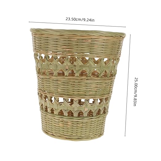 Alipis Retro Woven Wastebasket Home Rubbish Can Stylish Sundries Storage Basket for Bathroom Office Decor