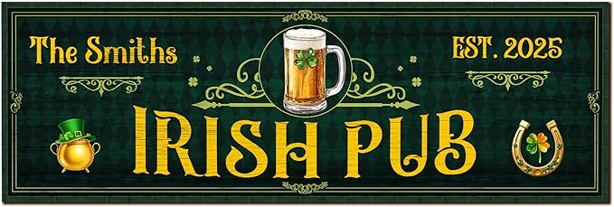 THUYPT Personalized Irish Drying Mat for St Patrick's Day Decor Irish Bar Pub Accessories Spill Mat Countertop Bar Shamrock Dish Drying Mat for Bar Counter Absorbent Coffee Maker (04)
