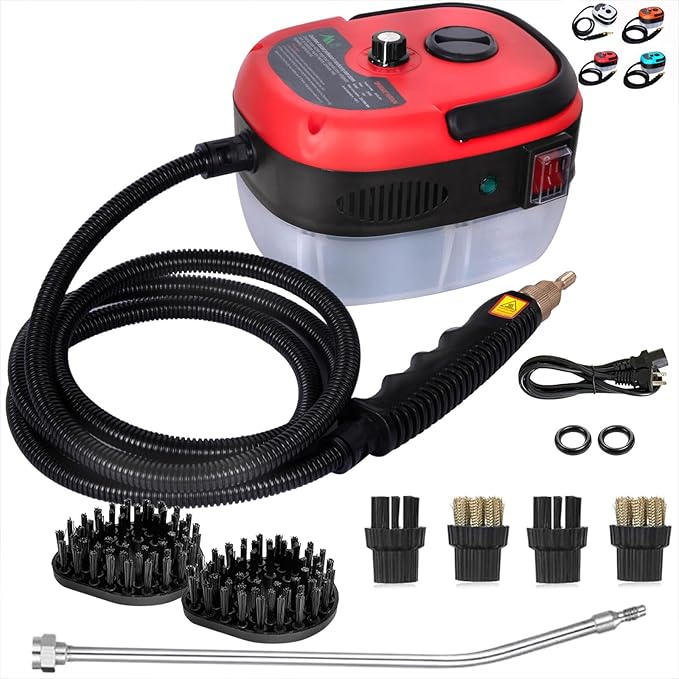 2500W Handheld Steam Cleaner Pressurized Steamer for Cleaning1000ml Portable Steam Cleaning for Home UseSteam Cleaning Machine Portable Car Steamer W/Brush Heads (Steam-Rd3)