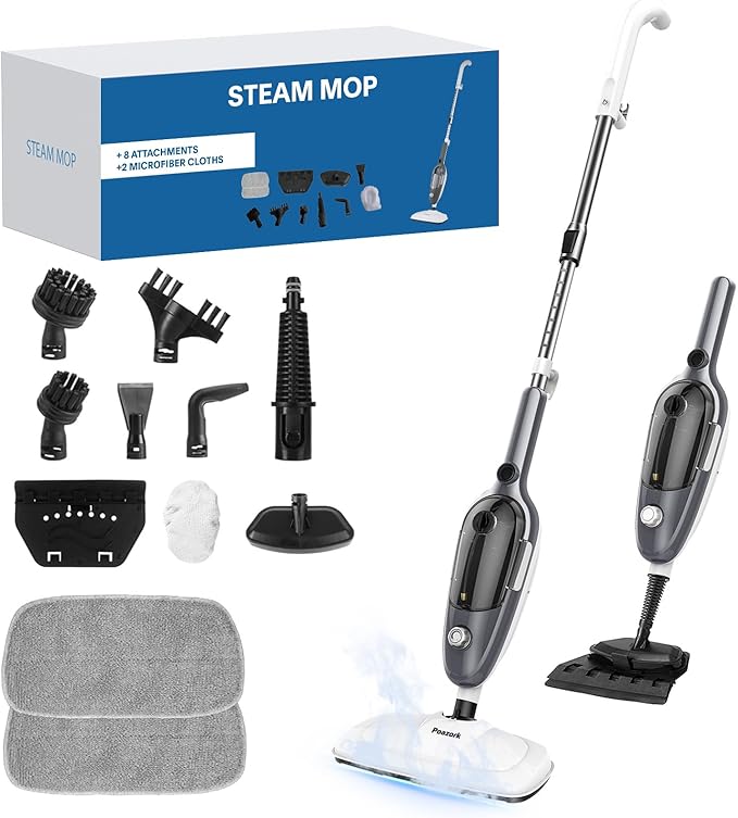 Steam Mop - All-in-one Powerful Handheld Steam Cleaner Detachable Handheld Steam Cleaner for Home Multipurpose Steamer for Hardwood Floors ClothesWindowsTilesCarpet Whole Home Use(Gray)