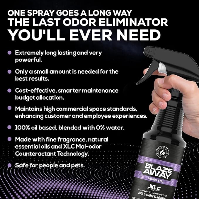 Blaze Away Commercial Air Freshener &amp Odor Eliminator for Strong Odor - Industrial-Grade Room Spray &amp Room Deodorizer for Home Car Smoke &amp Pet Odors - Long-Lasting Odor Absorber Room Fr
