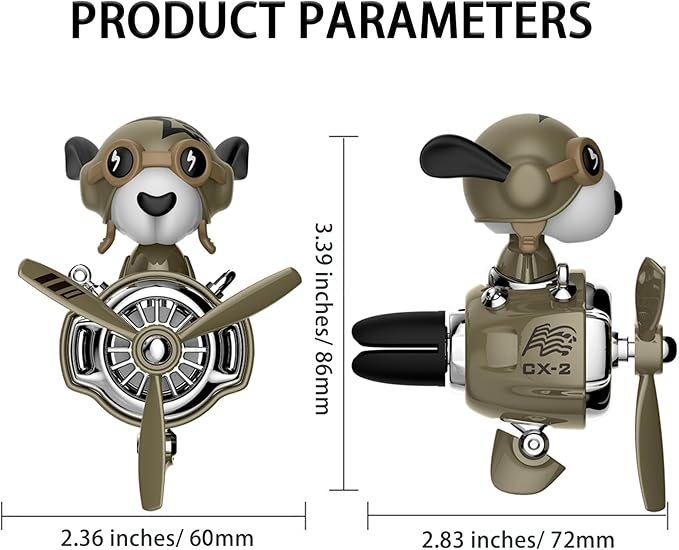 Pilot Car Air Freshener Cute Dog Car Vent Clip Air Freshener Automotive Air Outlet Fan Diffuser Automotive Interiors Vent Decoration (Shake Head Style - Dog)