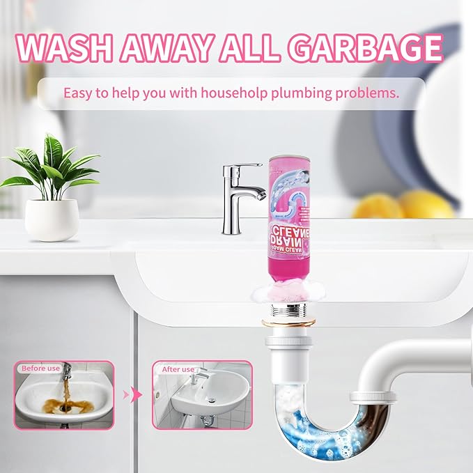 Foam Drain Cleaner Drain Sink Cleaner and Deodorizer Clog Remover for Kitchen Sinks Tubs (2 Pcs)
