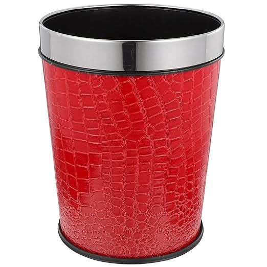 NUOBESTY Retro Trash Can 5L Small Waste Paper Basket Waste Container Bin Garbage Container for Bathroom Bedroom Office(Red)