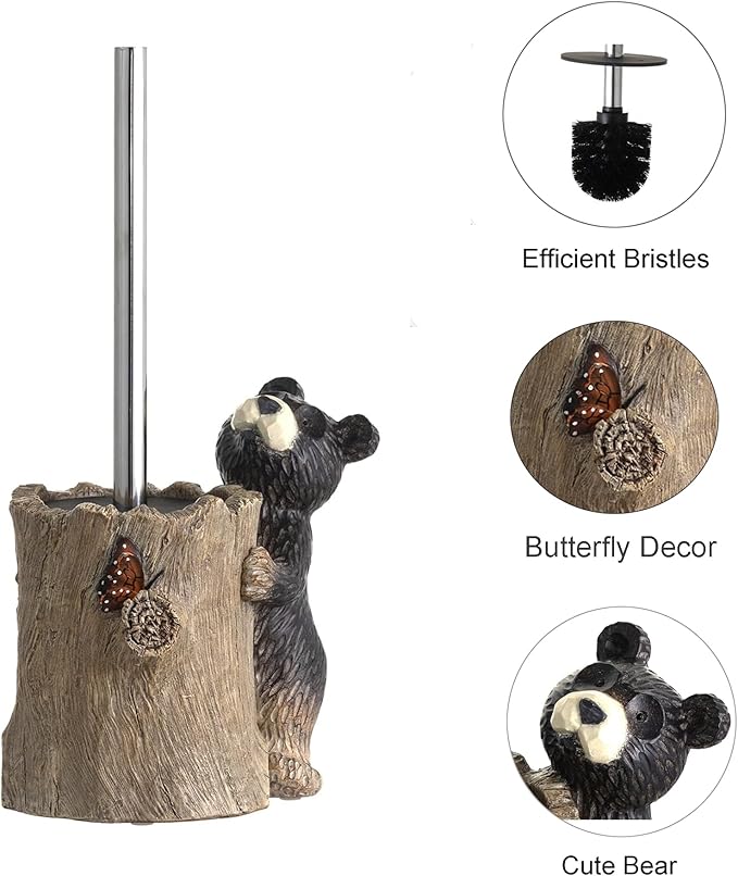 Bear Toilet Brush Holder Set Black Bear Toilet Bowl Brush Cleaner Bathroom