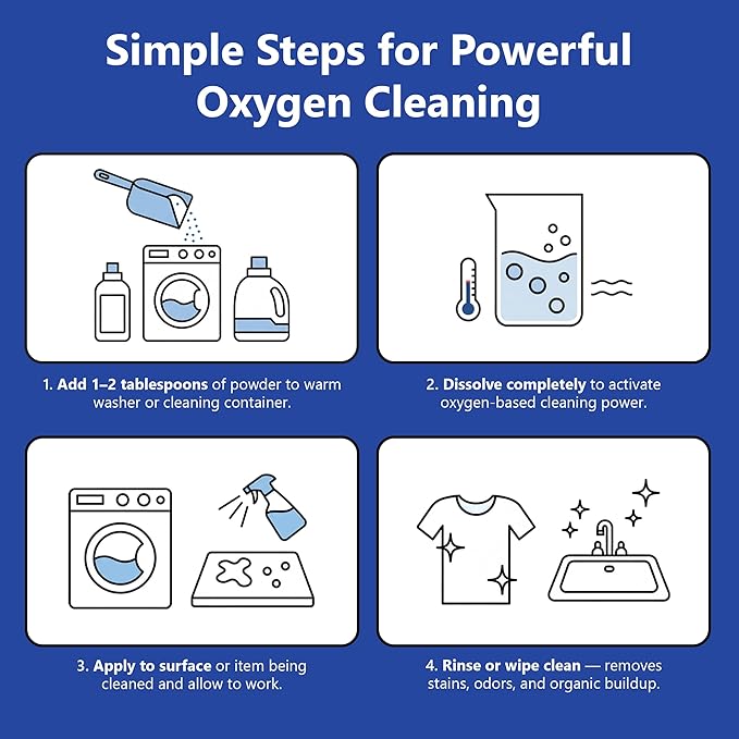 Sodium Percarbonate Powder 2 Pack (10 lbs Total) – Oxygen Bleach Alternative &amp Stain Remover – Multi-Purpose Cleaner for Laundry Carpets Tile Grout Decks Kitchens &amp Outdoor Areas