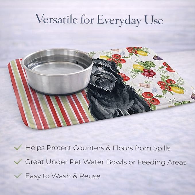 Caroline's Treasures Black Briard Vegetables Dish Drying Mat Absorbent Dish Drying Mat Pad for Kitchen Counter Dish Drainer Mat for Countertop 14 x 21 Multicolor