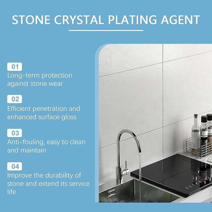 Stone Cleaner &amp Protector: Removes Kitchen Grease Tile Stains - Enhances Smoothness &amp Scratch Resistance(2PCS)