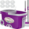 Dual Compartment Spin Mop and Bucket Mop and Bucket with Wringer Set360°Rotating Spinning Mopping for Floor Cleaning with 6 Microfiber Replacement Heads 61 Extended Handle 2X Wheel