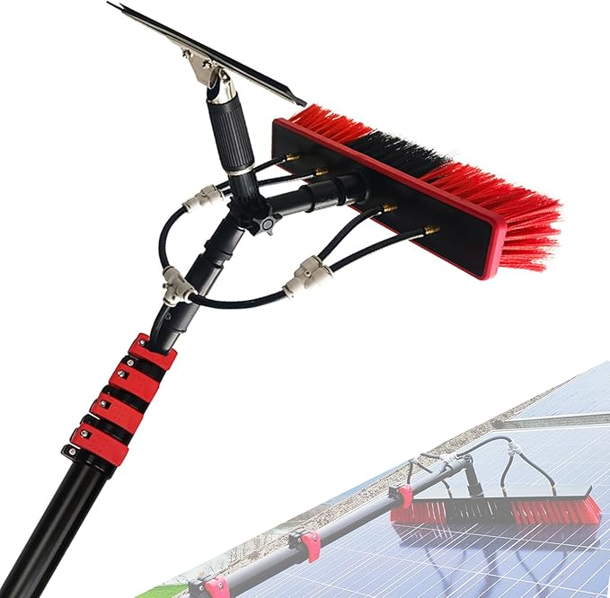Water Fed Pole Kit Professional - Solar Panel Window Cleaner with Squeegee &amp Telescopic Brush for Truck Caravan - Window Glass Cleaning Kit - Power Wash Equipment - Washer Spray Washing Syst