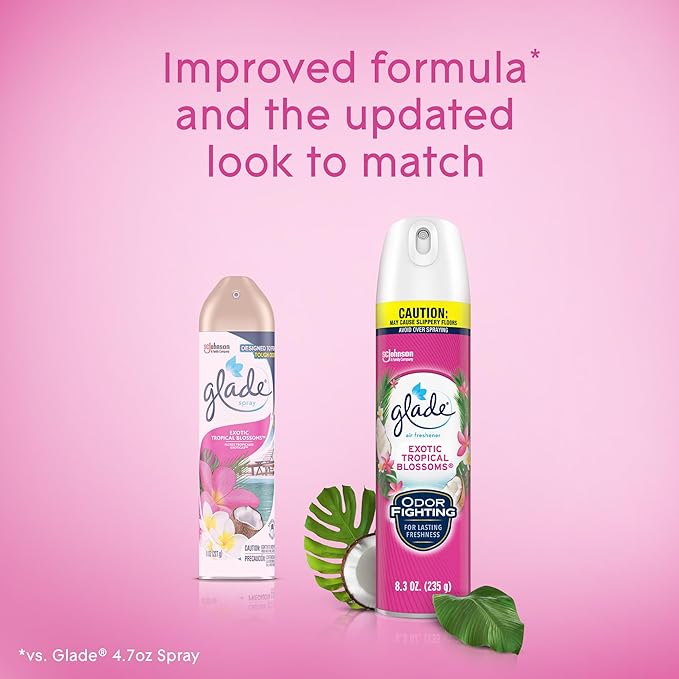 Glade Air Freshener Odor Fighting Room Spray Exotic Tropical Blossoms 8.3 oz 2 Count