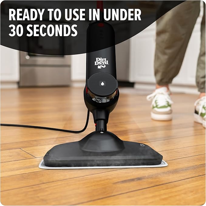 Dirt Devil Steam Mop Cleaner For Sealed Hard Floors WD20000 Black + 32 oz Steam Water For Sealed Hard Surfaces Demineralized Scented Water AD31401