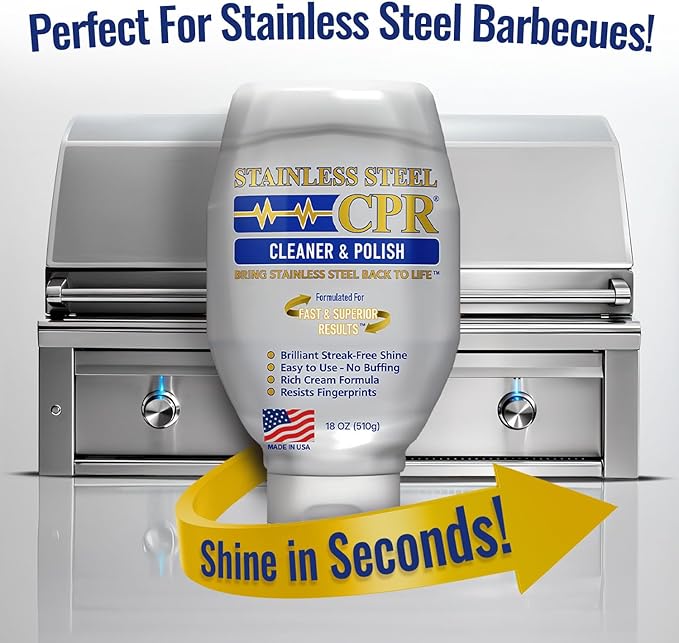 Stainless Steel CPR 18oz- 2-in-1 Kitchen Stainless Steel Cleaner and Polish for Appliances- Cleaner Removes Fingerprints Water Marks and Grease. Refrigerator Cleaners Stoves &amp Dishwashers