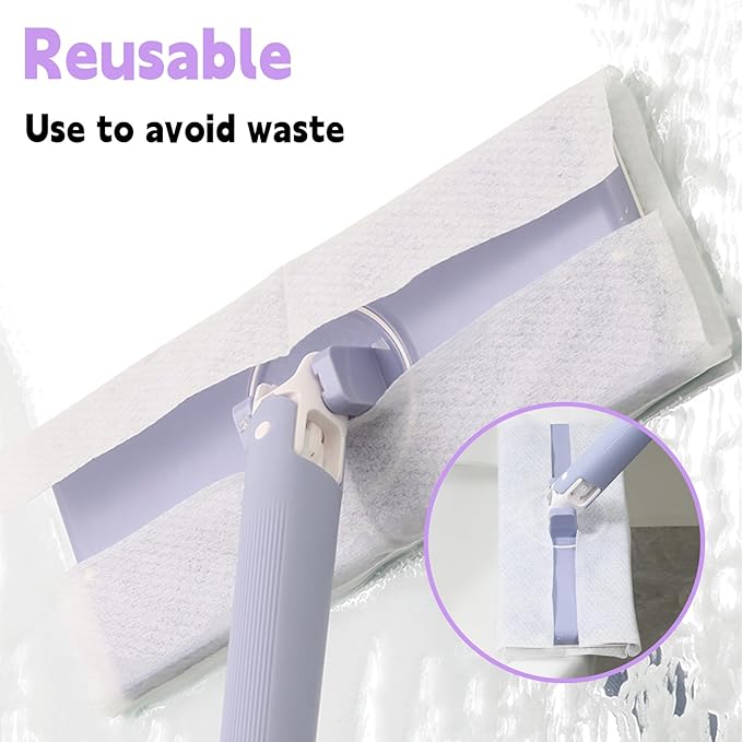 Snap Grip Mini MopZero Touch No Wash Lazy MopCompatible with Swiffer &amp Face Towels360 Degree Rotating Adjustable for Wet/Dry FloorsTileHardwoodCorners.(50 inches+Cloth *10).