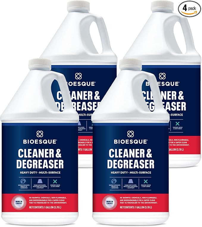 Bioesque Heavy Duty Multi-Surface Cleaner &amp Degreaser Concentrated Professional Formula 1 Gallon (Pack of 4)