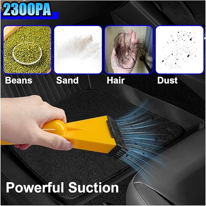 Car Vacuum Cleaner DC 12V Multi-Purpose Automotive Wet and Dry Vacuum with 3 Nozzles Portable Handheld Vehicle Interior Duster for Car Office Home Floor (Yellow)