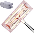 Flat Mop with Stainless Steel Handle with Reusable Washable Mop Cloths 2025 Professional Microfiber Mops Floor Cleaning Mops 4 Reusable Washable Pads (Nordic Pink A mop)