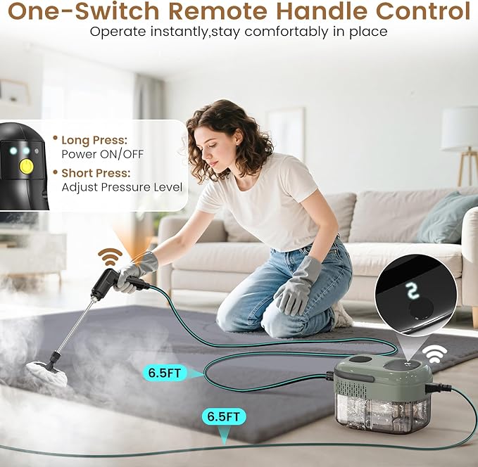 2500W Handheld Steam Cleaner 3-Level Adjustable Steam Cleaner for Home with 21 Accessories Multipurpose Portable Steamer Cleaning for CarFloorFurnitureTileGroutCouchFast Heat-Up (Green)