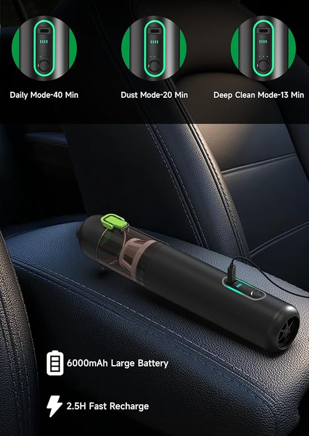 Car Vaccum Rapair VC28 Handheld Vacuum 4-in-1 Mini Vacuum Cleaner with 20000pa Suction Power Rechargeable Vacuum with 3 Suction Modes Portable Cordless Vacuum for Car Home Office Desk Keyboards