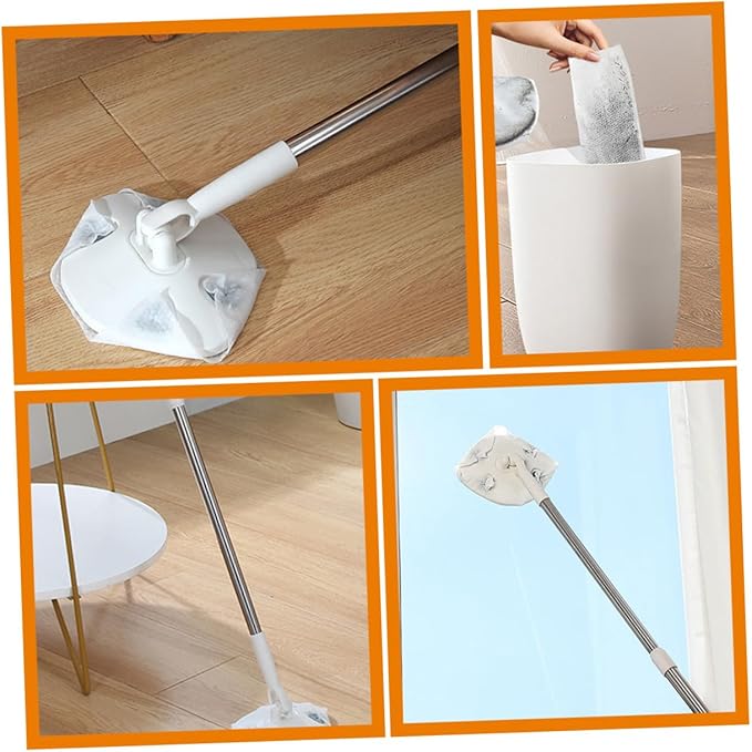 NOLITOY Retractable Handle Dust Mop with Microfiber Cloth Rotatable Long Handle Cleaning Mop for Hardwood Floors No-wash for Household Use