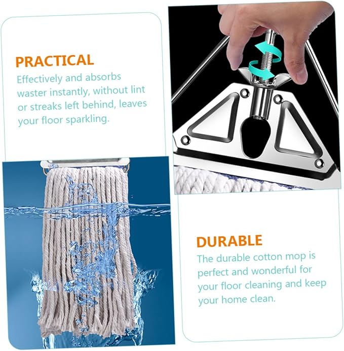 Household Cotton Mop for Floor Cleaning Durable Wet Dry Mop with Long Handle for Hardwood and Tile Floors High Absorption Comfortable to Use