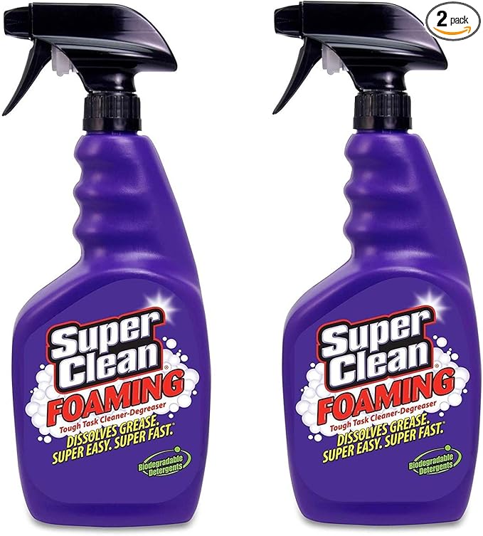 Super Clean Foaming Multi-Surface All Purpose Cleaner Degreaser Spray Biodegradable Full Concentrate 32 Ounce Pack of 2