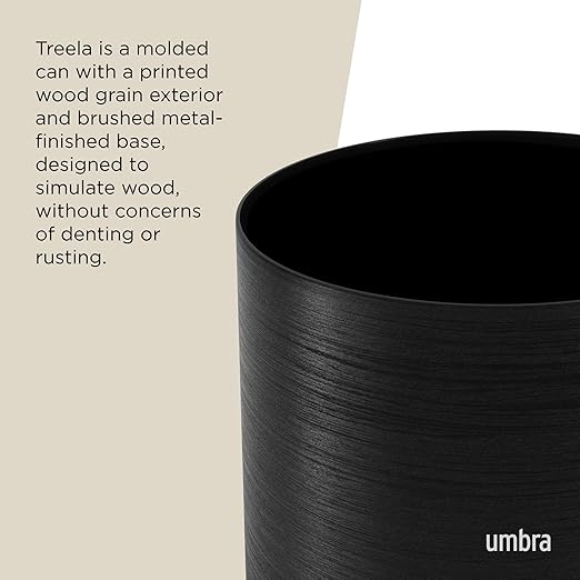 Umbra Metalla Trash Can Waste Basket Plastic 4.5 Gallon (17L) Bin Black