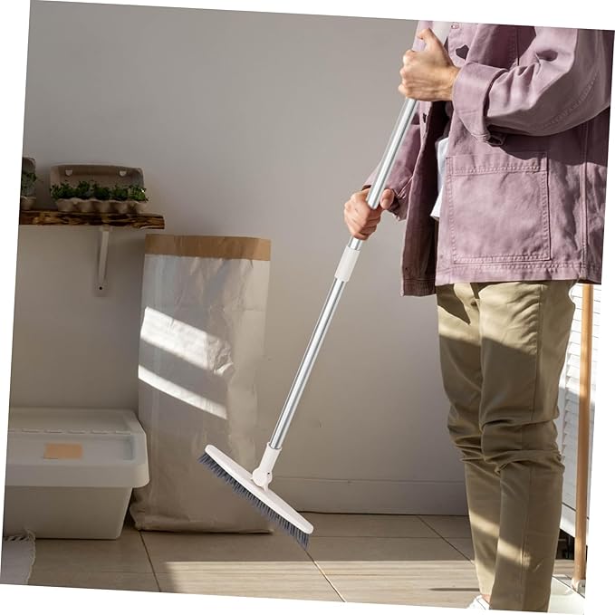2pcs Rotatable Long Handle Floor Scrub Brush for Deep Cleaning Grout Window Tracks and Tight Spaces Hard Bristles for Bathroom and Kitchen Use