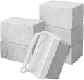 7 Pcs Pumice Stone Cleaning Set for Spa Tile Grout Pool and Bathroom Tile Scrub Stone 6 Stones with 1 Handle Concrete Cleaning Pumice Cleaning Blocks for Stubborn Stains