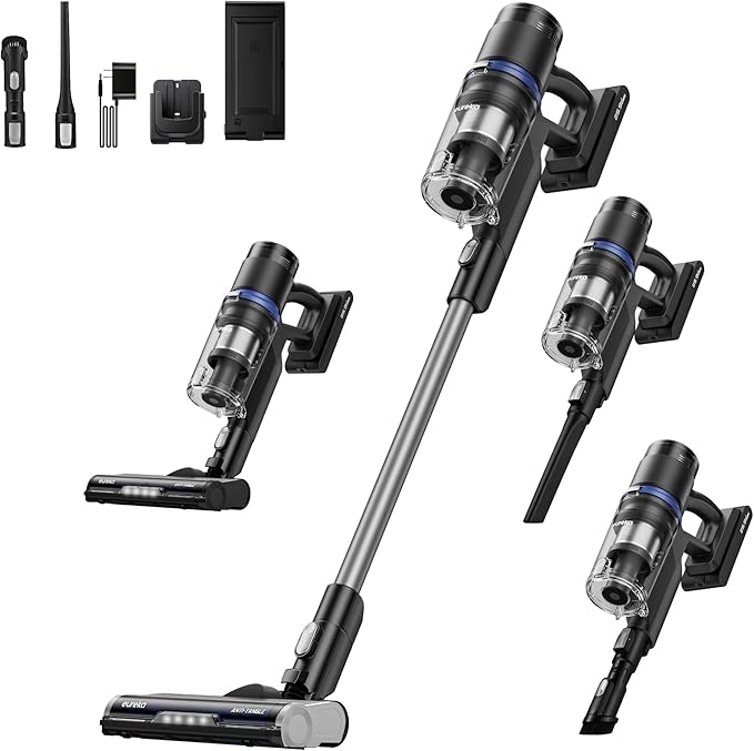 Eureka Cordless Vacuum Cleaner Anti-Tangle Brushroll Rechargeable Stick Vacuum Lightweight for Carpet Hard Floor Pet Hair Black NEC451BL