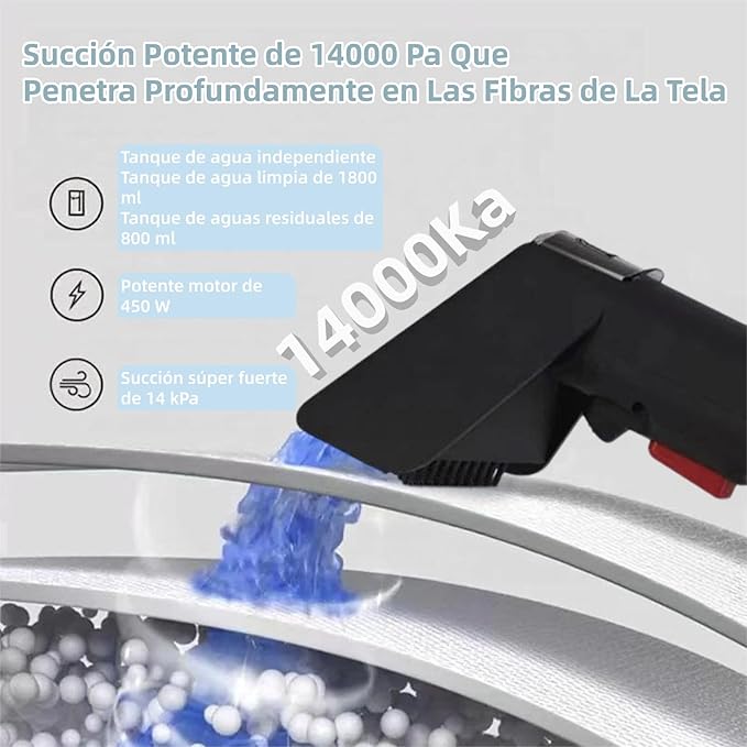 Portable Carpet Cleaner Machine 14Kpa Carpet Spot Cleaner Machine for Carpet and Upholstery 500W Motor 2 Brush Heads 21.33ft Working Range