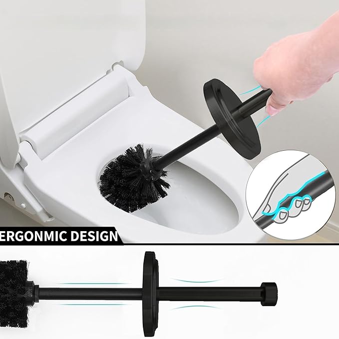 Matte Black Toilet Bowl Brush with Holder Durable Bathroom Cleaning Tool Modern Design for Easy Toilet Maintenance Bathroom Cleaner Brush for Efficient Cleaning and Hygiene
