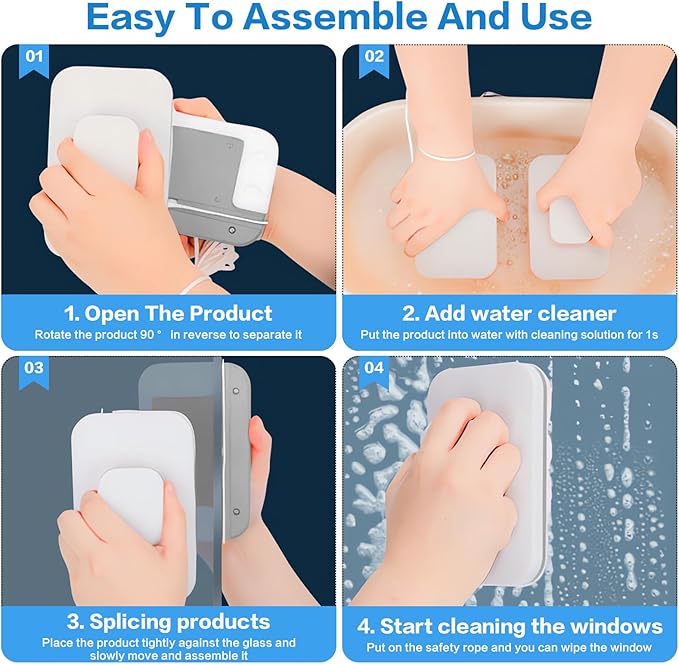 Magnetic Windshield Cleaner ToolWindshield Magnetic Car Window Cleaner Double-Sided Window Cleaner Glass Wiper Magnetic Windshield Cleaner for High Rise Car Glazed