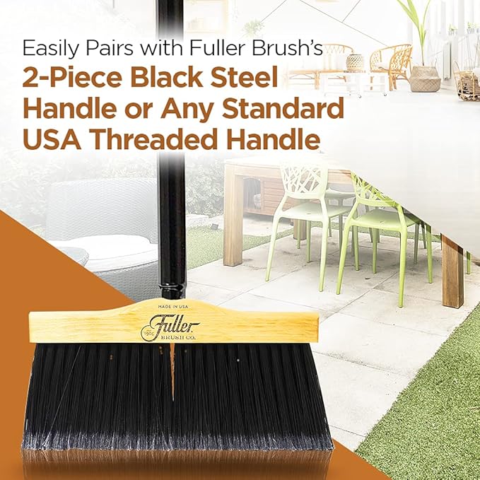 Fuller Brush 10-Inch Upright Maple Wood Broom Head – Indoor and Outdoor Cleaning Head for Hard Surfaces Including Tile Concrete Garage Floors Workshops Basements and Commercial Spaces